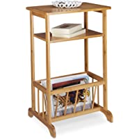 Relaxdays – Mesa Auxiliar con revistero- bambú- Resistente- 2 estantes- Color marrón (Alto 71-5 x Ancho 44-5 x…